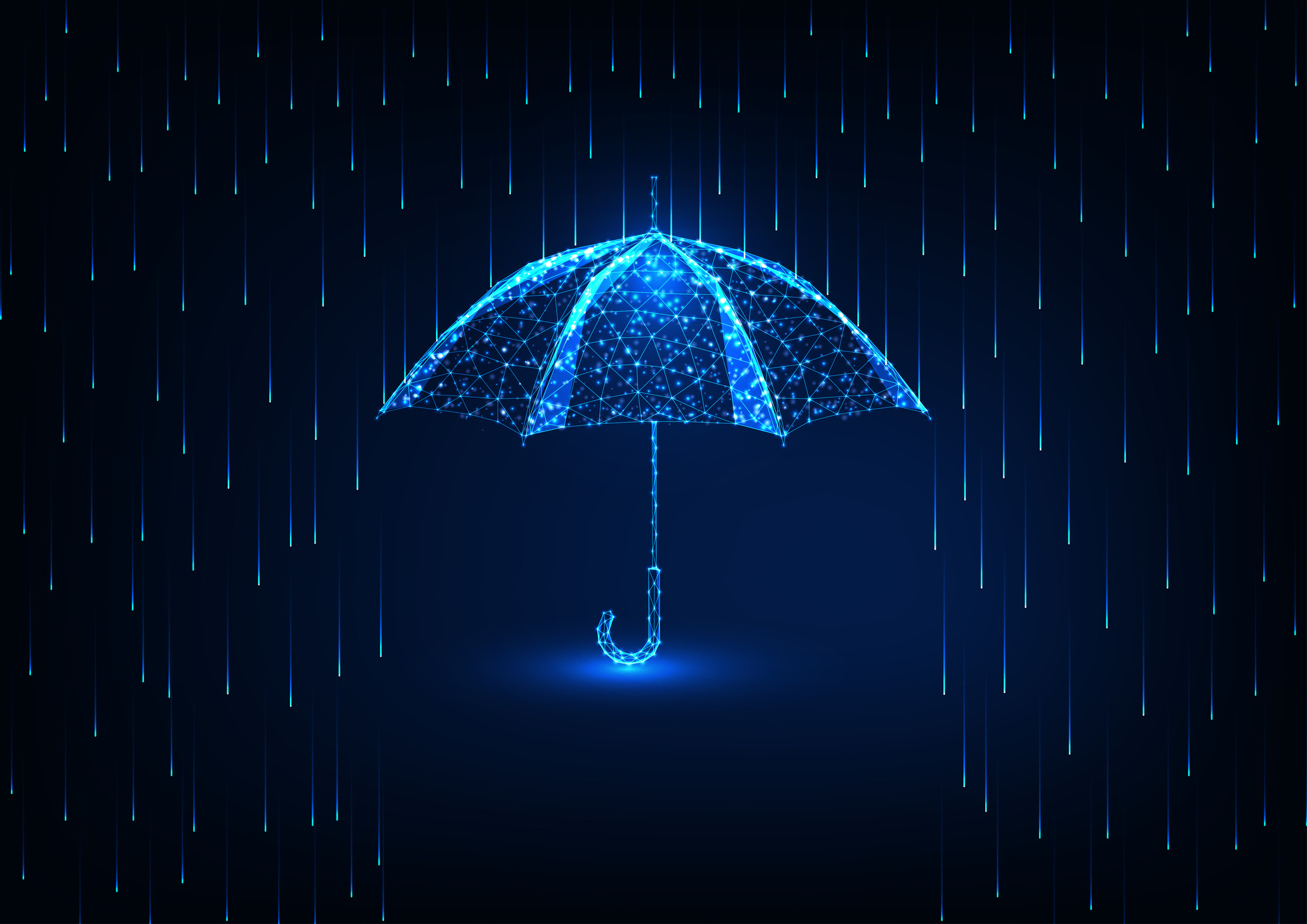 Futuristic protection concept with glowing umbrella